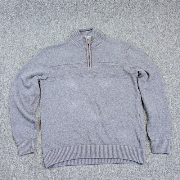 Dockers Modern Classic Quarter Zip Sweater XL Gray Textured Mock Neck Pullover — photo 2